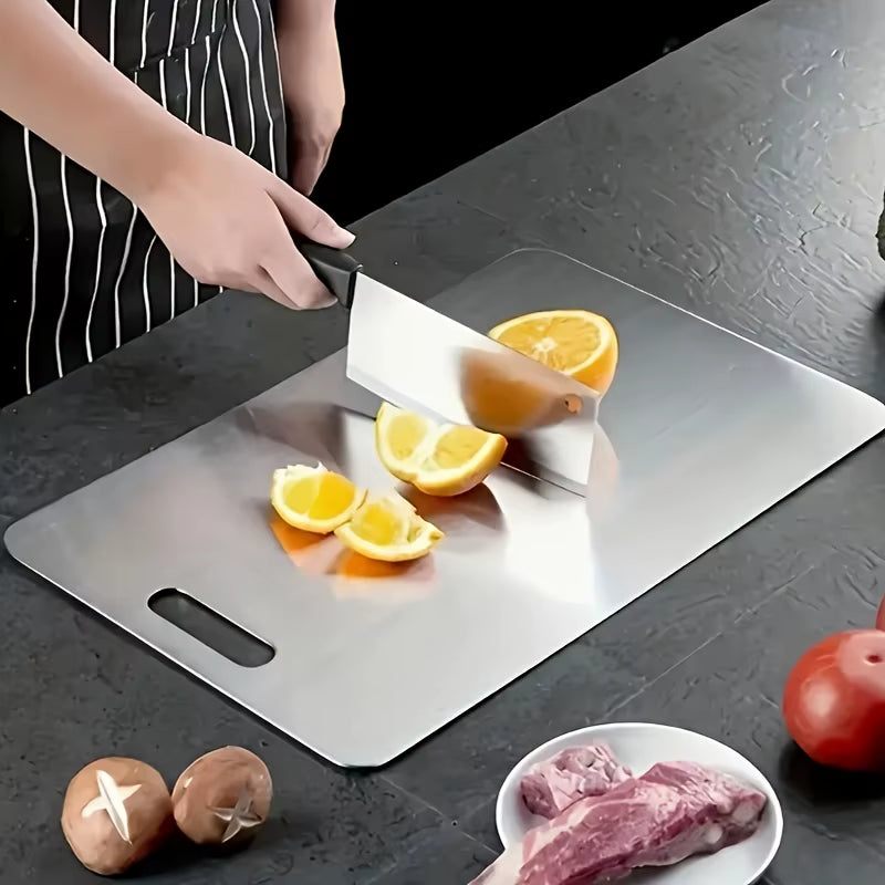 2Pcs Stainless Steel Cutting Board Set - Heavy Duty Non-Slip for Meat & Vegetables | BPA Free & Rust Proof