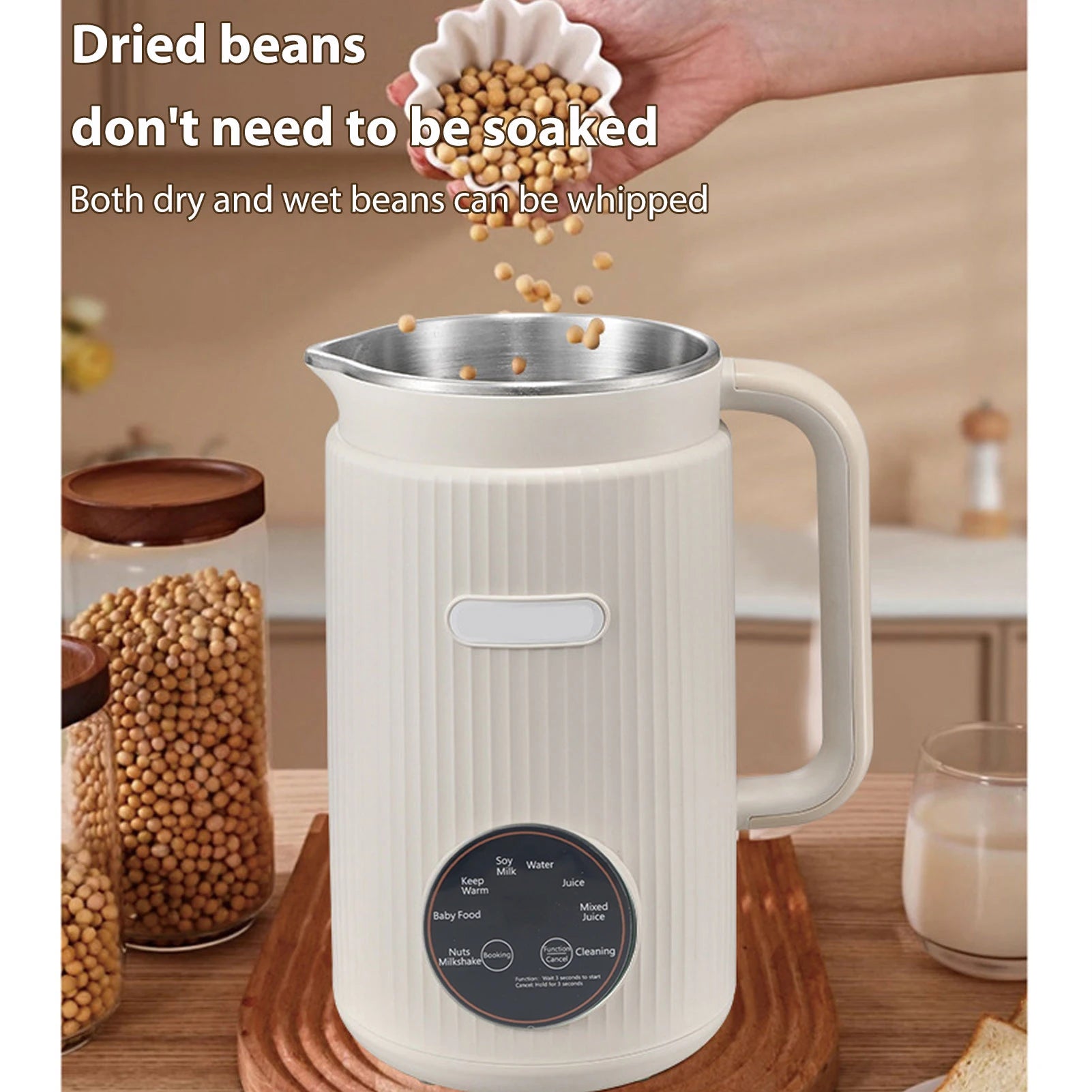 【New】Programmable Blender with Digital Display 12 Stainless Steel Blades Auto Cleaning 8H Keep Warm Function for Almond Milk